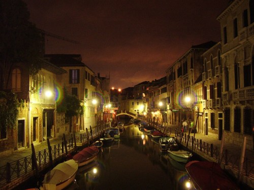 Venice canal at night