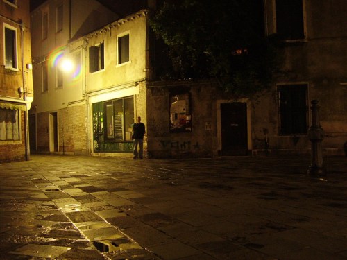 Mark in Venice at night